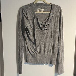 Abercrombie & Fitch Gray Lace-Up Sweatshirt